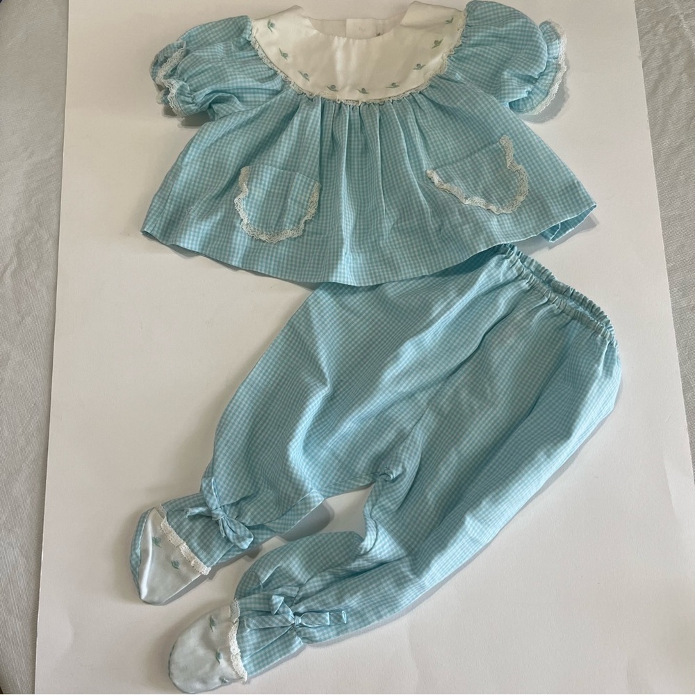 Vintage Baby Blue 2 Piece Top & Pants